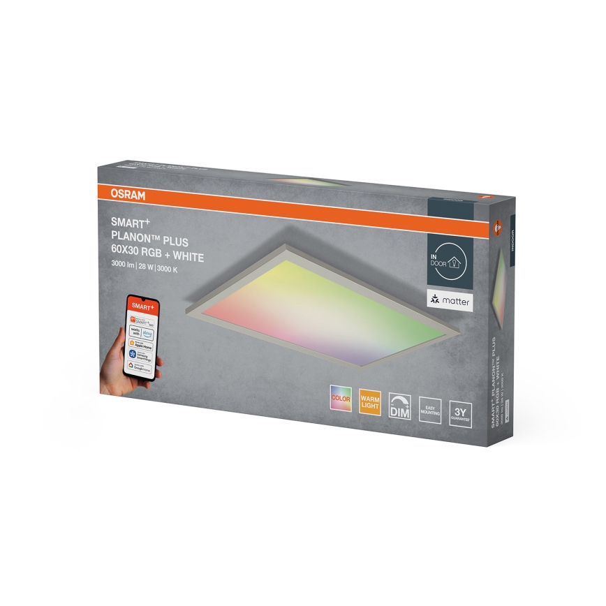 Osram Plafonieră LED SMART+ PLANON RGBW, dimabilă, 28 W, 230 V, 60 x 30 cm, Wi‑Fi