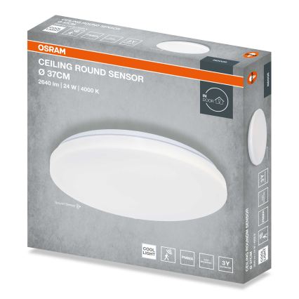 Osram - Plafonieră LED rotundă cu senzor de amurg CEILING ROUND LED/24W/230V 4000K Ø 37 cm alb