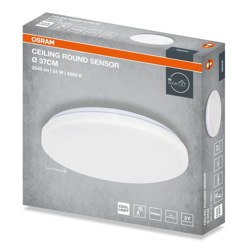 Osram - Plafonieră LED rotundă cu senzor de amurg CEILING ROUND LED/24W/230V 4000K Ø 37 cm alb