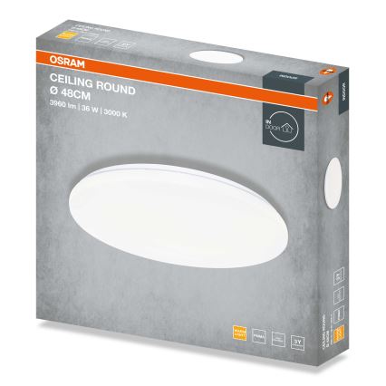 Osram - Plafonieră LED rotundă CEILING ROUND, 36 W, 230 V, 3000 K, Ø 48 cm, albă