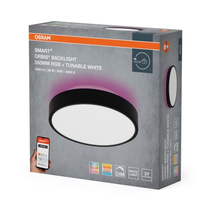 Osram SMART+ ORBIS - Lampă de tavan LED RGBW reglabilă, 28 W, 230 V, Ø 35 cm, 2700–6500 K, Wi‑Fi