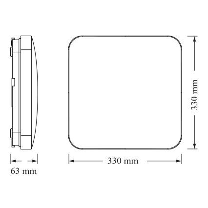 Osram SQUARE - Plafonieră LED, 24W/230V, cu senzor de amurg, 33x33 cm