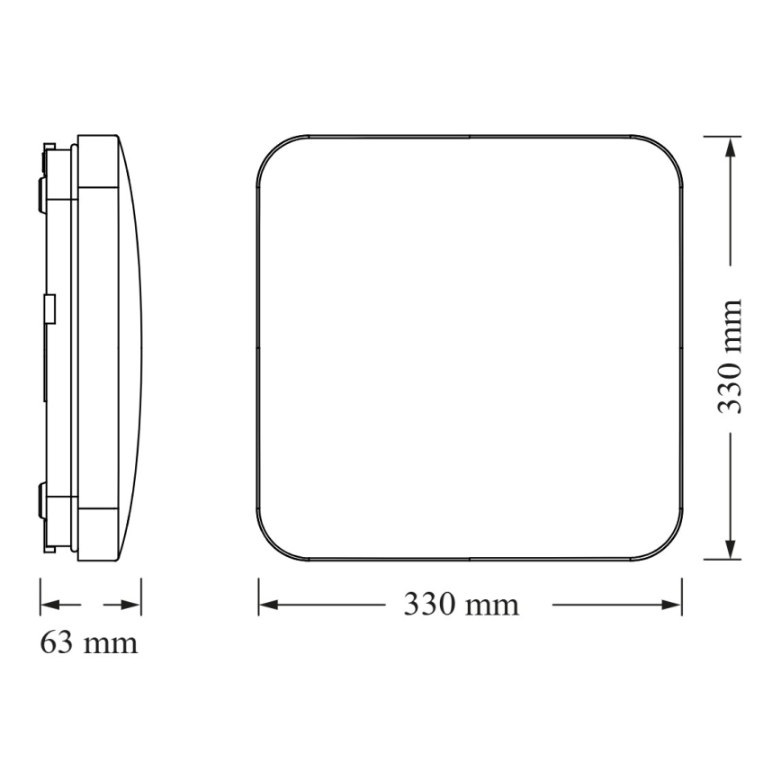 Osram SQUARE - Plafonieră LED, 24W/230V, cu senzor de amurg, 33x33 cm