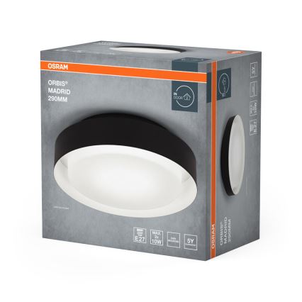 Osram - Plafonieră ORBIS MADRID, 2x E27, 10 W, 230 V, Ø29 cm, neagră