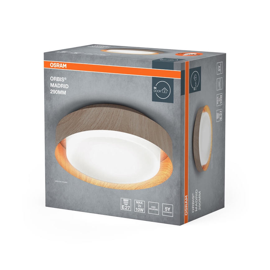 Osram - Plafonieră ORBIS MADRID 2xE27/10W/230V Ø 29 cm, finisaj lemn