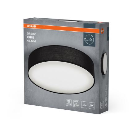 Osram - Plafonieră ORBIS PARIS, 3xE27/25W/230V, Ø 48 cm, negru