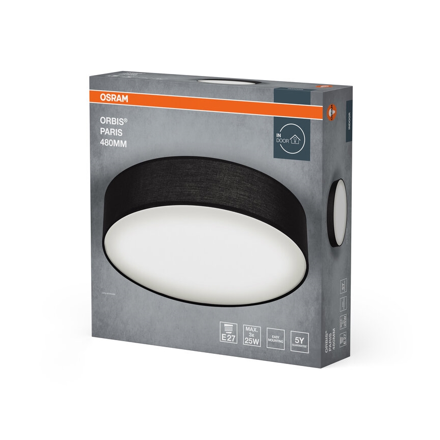 Osram - Plafonieră ORBIS PARIS, 3xE27/25W/230V, Ø 48 cm, negru