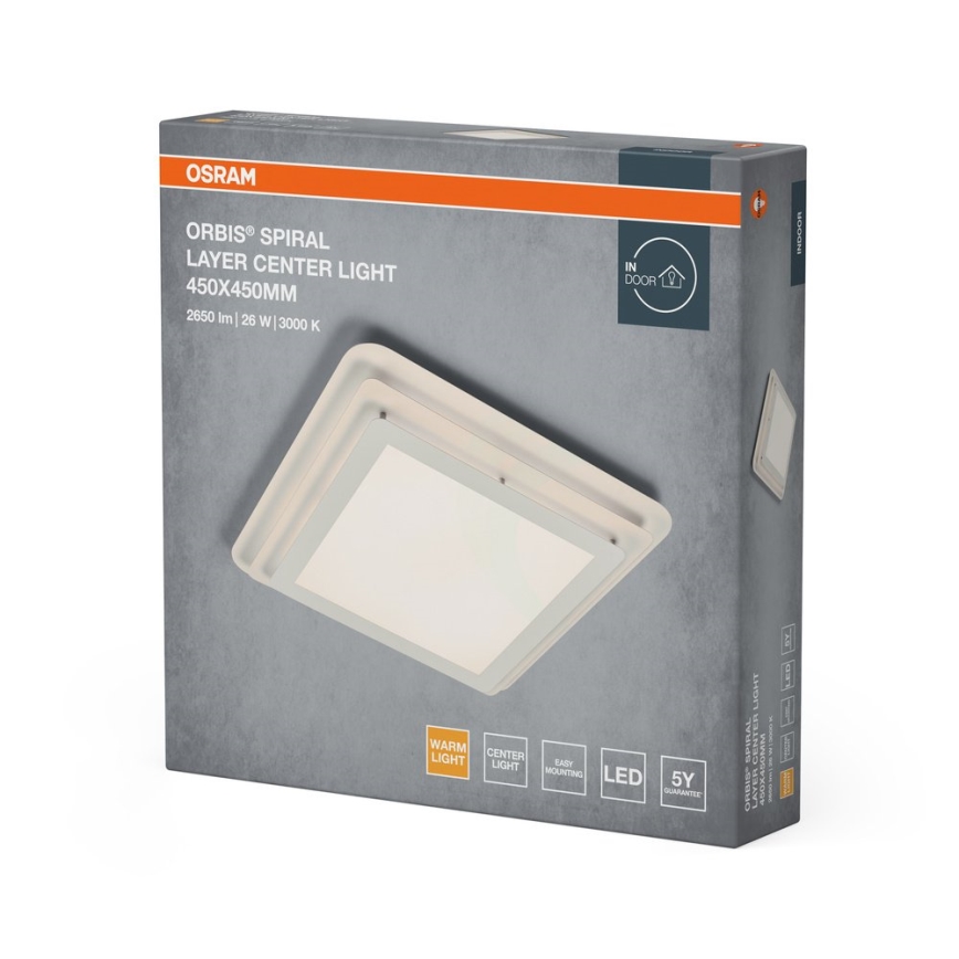 Osram - Plafonieră ORBIS SPIRAL LED, 26W, 230V, 45x45 cm, alb