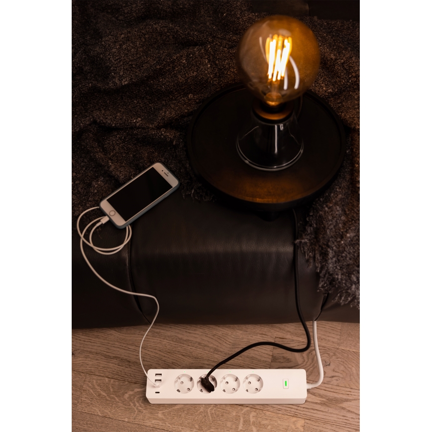 Osram – Prelungitor SMART+ cu 4 prize (tip F) + 2x USB-A + 2x USB-C, Wi‑Fi