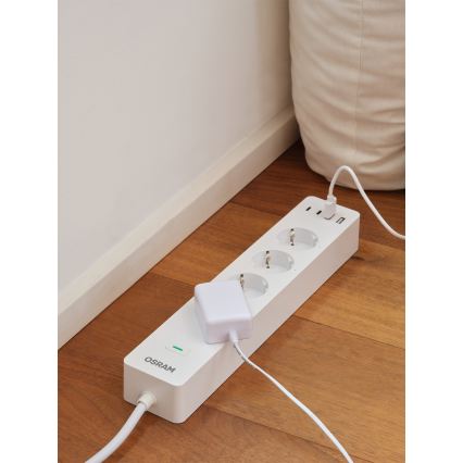 Osram – Prelungitor SMART+ cu 4 prize (tip F) + 2x USB-A + 2x USB-C, Wi‑Fi