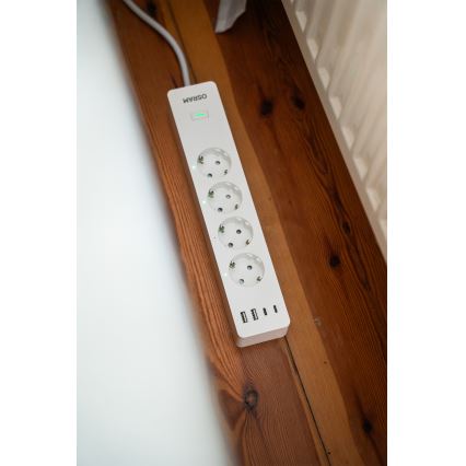 Osram – Prelungitor SMART+ cu 4 prize (tip F) + 2x USB-A + 2x USB-C, Wi‑Fi