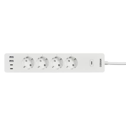 Osram – Prelungitor SMART+ cu 4 prize (tip F) + 2x USB-A + 2x USB-C, Wi‑Fi
