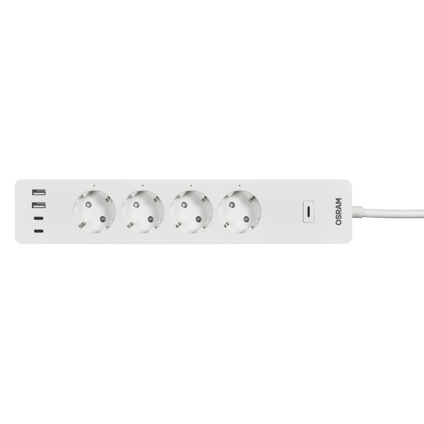 Osram – Prelungitor SMART+ cu 4 prize (tip F) + 2x USB-A + 2x USB-C, Wi‑Fi