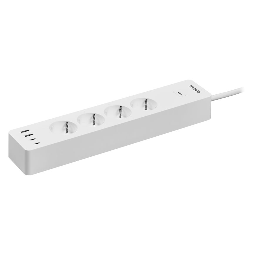 Osram – Prelungitor SMART+ cu 4 prize (tip F) + 2x USB-A + 2x USB-C, Wi‑Fi
