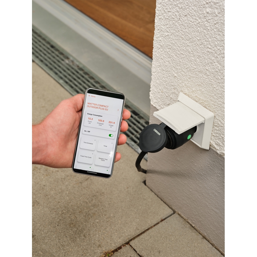 Osram - Priză inteligentă de exterior SMART+ MATTER SCHUKO 3680W/230V/16A IP44 Wi-Fi