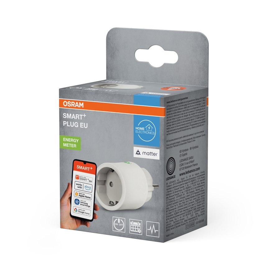 Osram - Priză inteligentă SMART+ MATTER SCHUKO 2300W/230V/10A Wi-Fi albă
