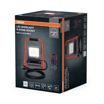 Osram - Proiector LED cu suport și prize R-STAND LED/50W/230V 4000K IP44 portocaliu/antracit