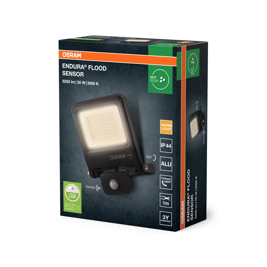 Osram - Proiector LED ENDURA cu senzor, 50W/230V, 3000K, IP44