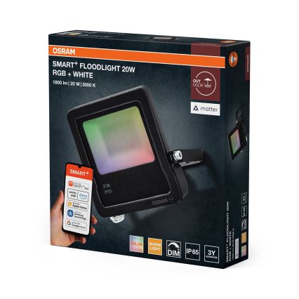 Osram - Proiector SMART+ LED RGBW dimerizabil, 20W, 230V, IP65, Wi-Fi