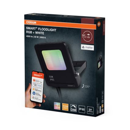 Osram Proiector LED SMART+ RGBW dimerizabil, 50W, 230V, IP65, Wi-Fi