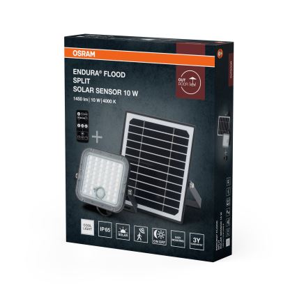 Osram - Proiector solar LED reglabil cu senzor ENDURA LED/10W/4,2V 4000K IP65 negru + telecomandă