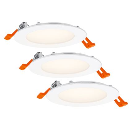 Osram - Set de 3 spoturi LED încastrate, 8W, 230V, 3000K, Ø 12 cm, alb