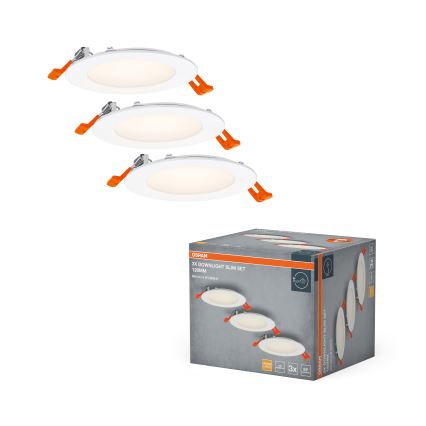 Osram - Set de 3 spoturi LED încastrate, 8W, 230V, 3000K, Ø 12 cm, alb