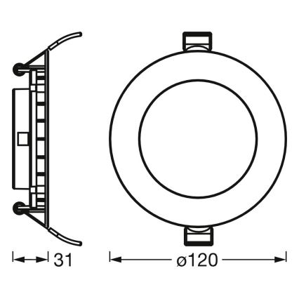Osram - Set de 3 spoturi LED încastrate, 8W, 230V, 3000K, Ø 12 cm, alb