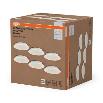 Osram - Set 6x corp de iluminat LED încastrat ESSENTIAL LED/18W/230V 4000K Ø 22 cm alb