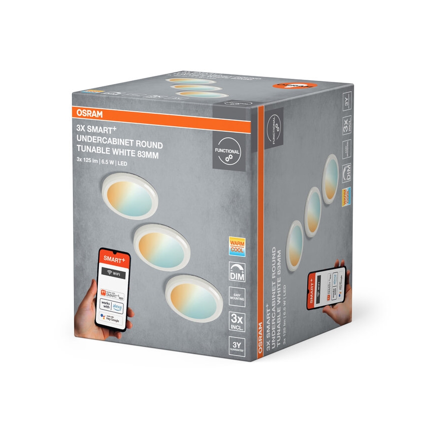 Osram - Set 3x corpuri LED dimabile SMART+ pentru montare sub dulap, LED/6,5W/230V 3000-6500K Wi-Fi