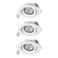 Osram - Set de 3 spoturi LED încastrate, reglabile, SPOT LED/4,9W/230V 2700K, Ø 8,7 cm, alb