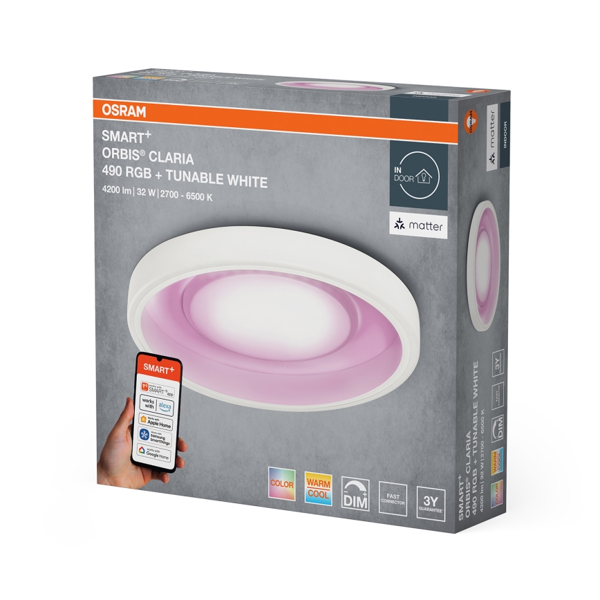 Osram- Plafonieră LED RGBW dimabilă SMART+ CLARIA LED/32W/230V Ø 49 cm 2700-6500K Wi-Fi