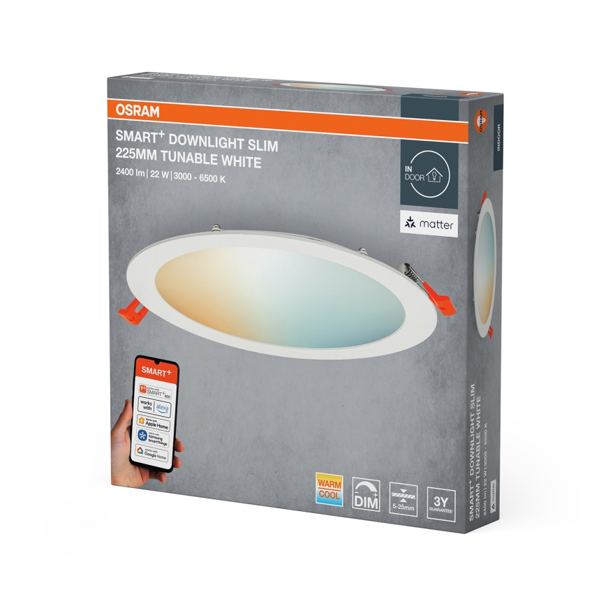 Osram - Spot LED încastrat SMART+ dimmabil, 22W, 230V, 3000-6500K, Wi-Fi
