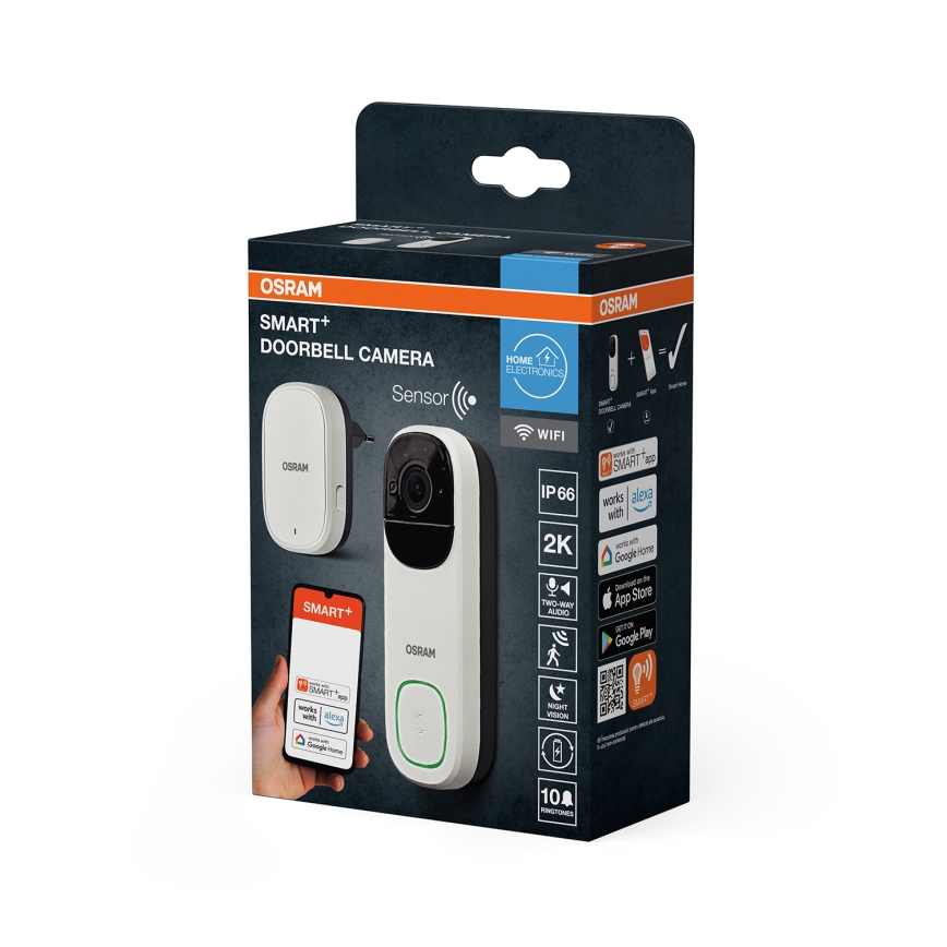 Osram - Sonerie video inteligentă cu senzor 2K SMART+ 230V IP66 Wi-Fi