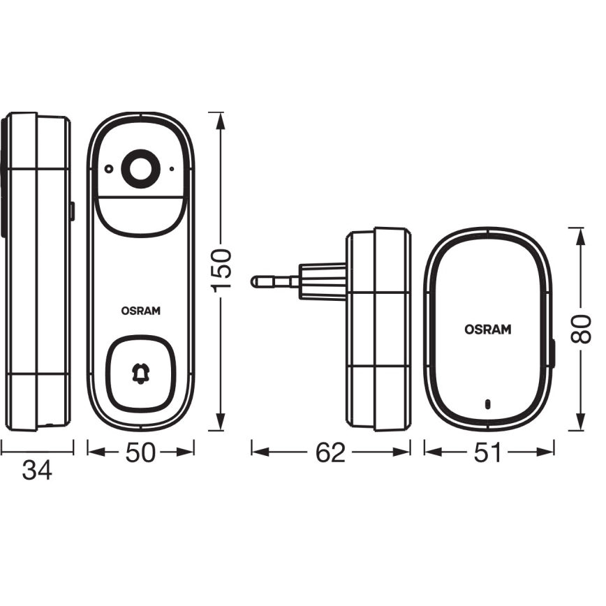 Osram - Sonerie video inteligentă cu senzor 2K SMART+ 230V IP66 Wi-Fi