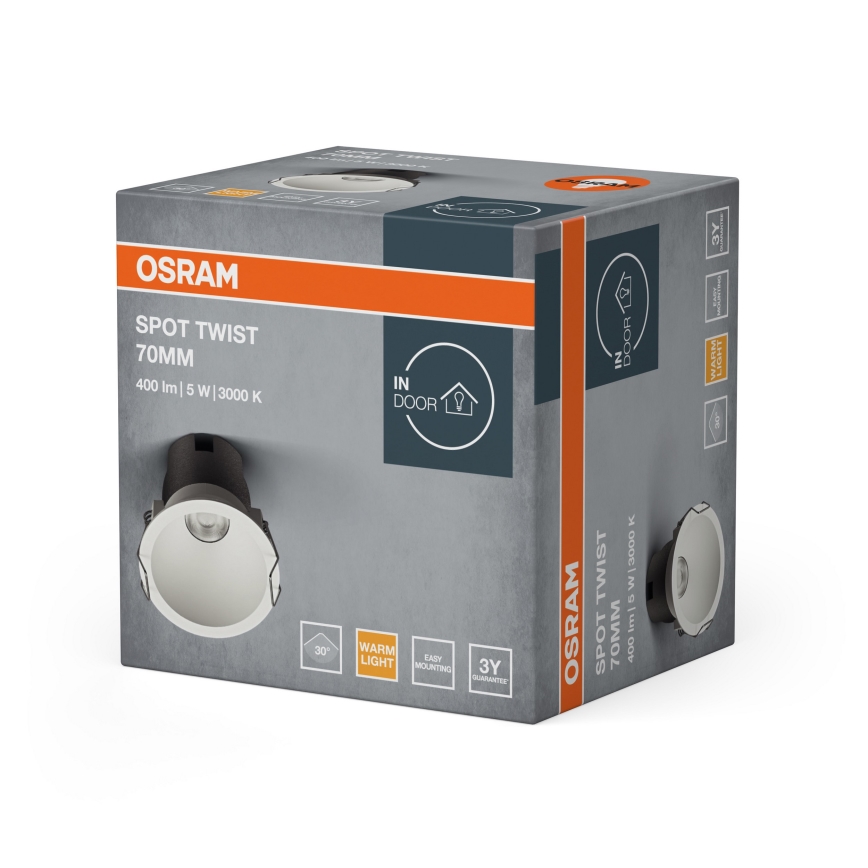 Osram - Spot încastrat cu LED SPOT TWIST, 5W, 230V, 3000K, Ø 7 cm, alb