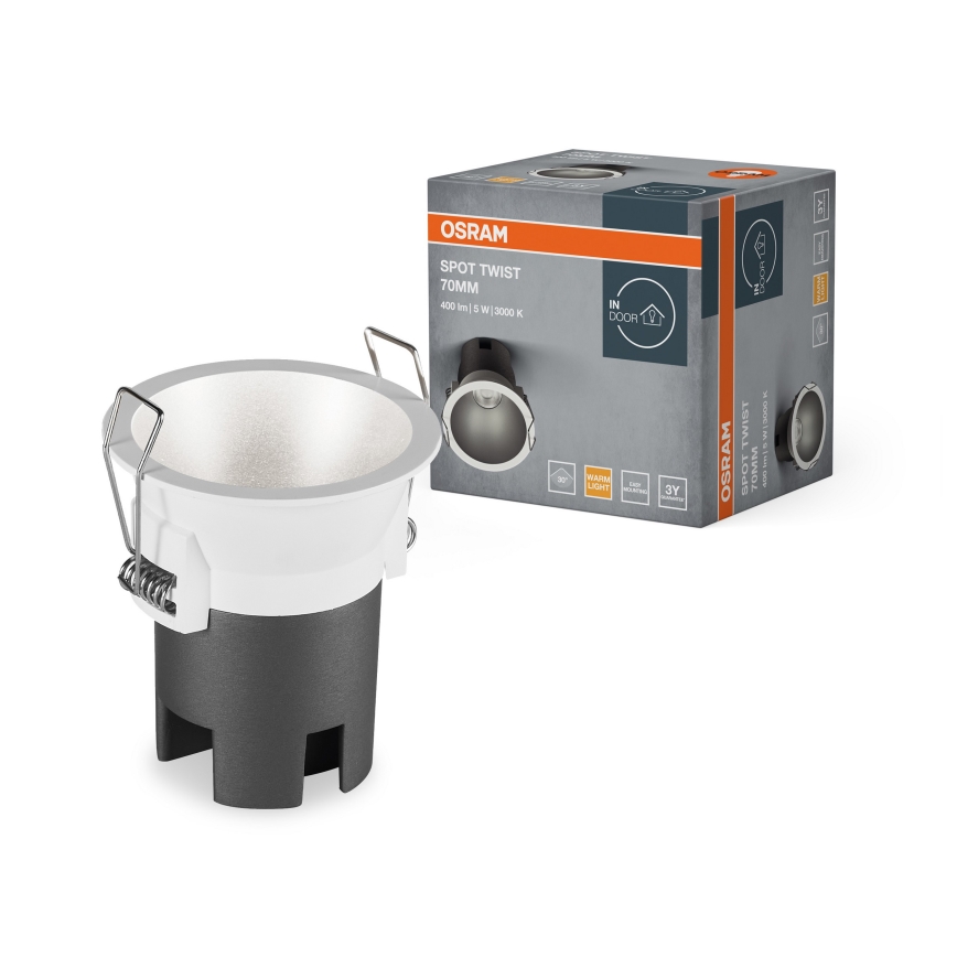 Osram - Spot LED încastrat SPOT TWIST, 5W, 230V, 3000K, Ø 7 cm, alb/argintiu