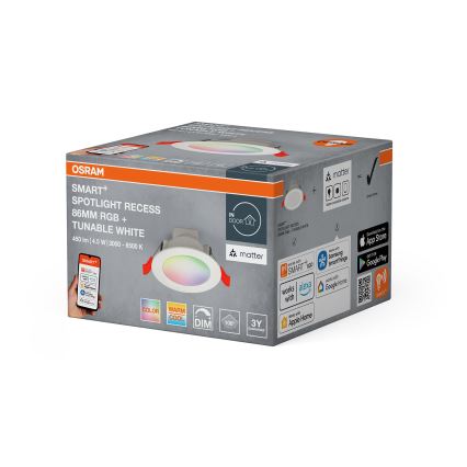 Osram - Downlight încastrat SMART+ LED RGB reglabil/4,5W/230V 3000-6500K Wi-Fi