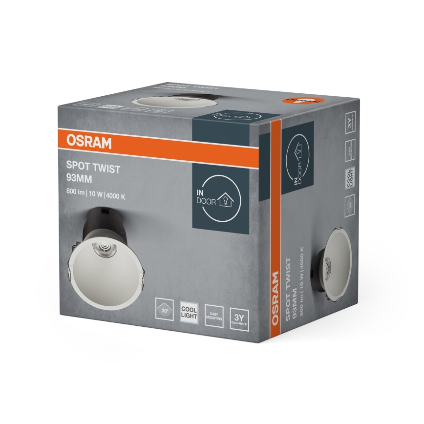 Osram - Spot încastrat TWIST LED, 10W, 230V, 4000K, Ø 9,3 cm, alb