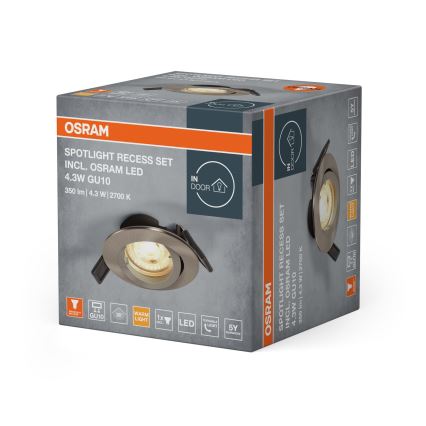 Osram - Spot LED încastrat 1xGU10/4,3W/230V 2700K CRI 90 crom mat