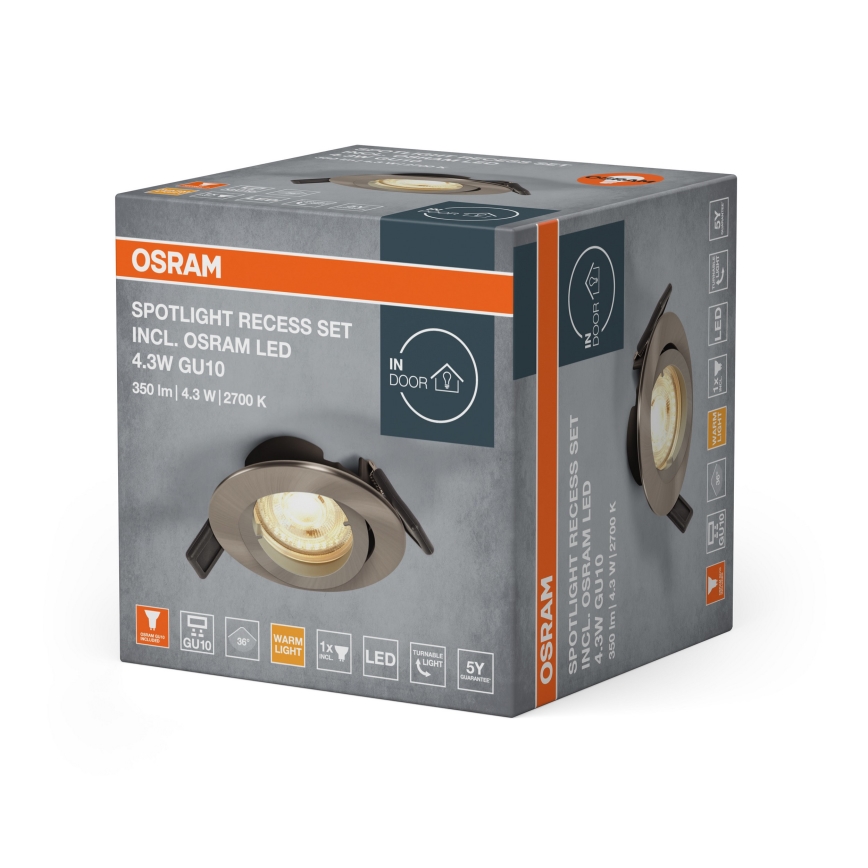 Osram - Spot LED încastrat 1xGU10/4,3W/230V 2700K CRI 90 crom mat