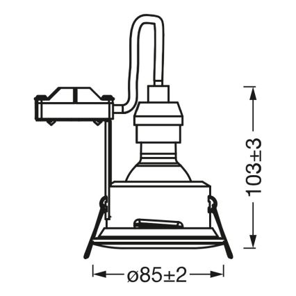 Osram Spot LED încastrat pentru baie, 1x GU10, 4,3 W, 230 V, 2700 K, CRI 90, Ø 8,5 cm, IP65, alb