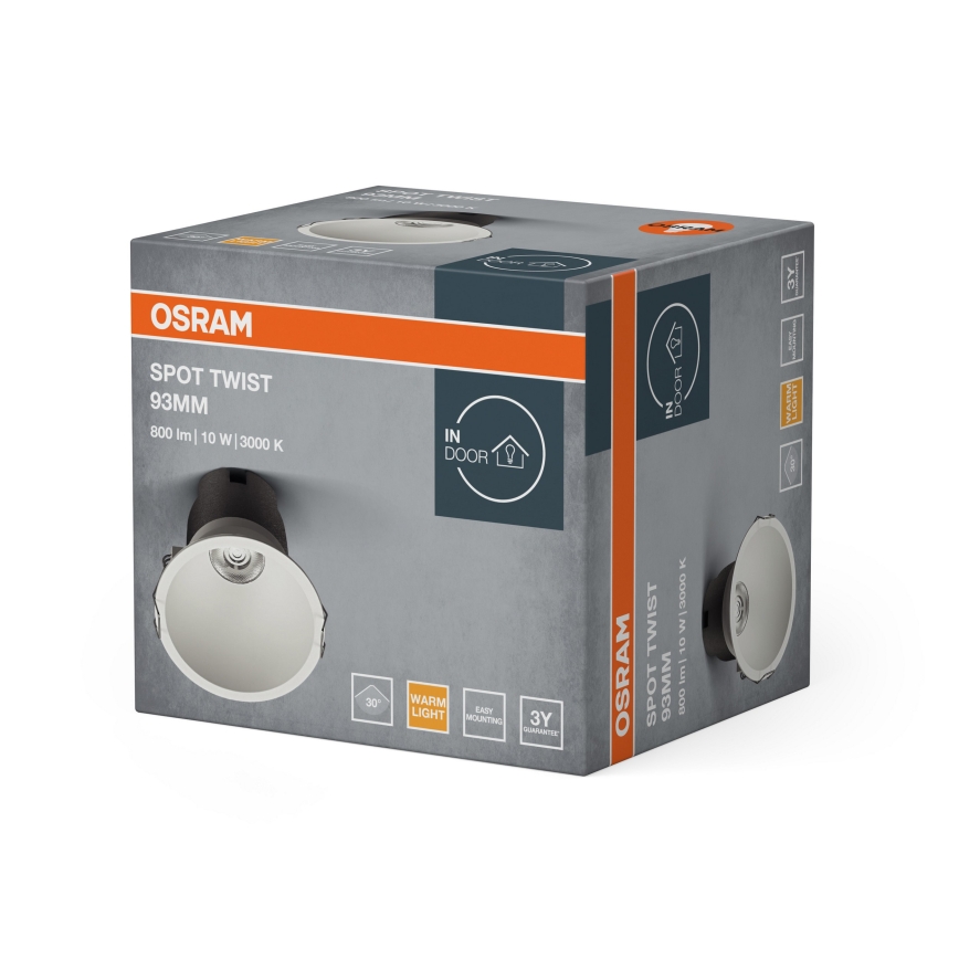 Osram - Spot LED încastrat SPOT TWIST, 10W, 230V, 3000K, diam. 9,3 cm, alb