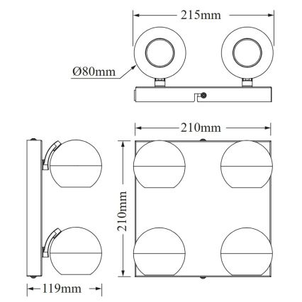 Osram - Spot SPHERAL 4xGU10/6W/230V negru