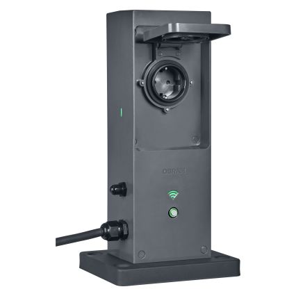 Osram - Stâlp inteligent de exterior cu 2 prize SCHUKO și repetor Wi‑Fi IP44