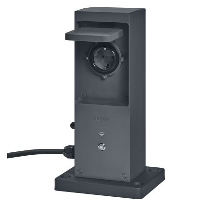 Osram - Stâlp inteligent de exterior cu 2 prize SCHUKO și repetor Wi‑Fi IP44