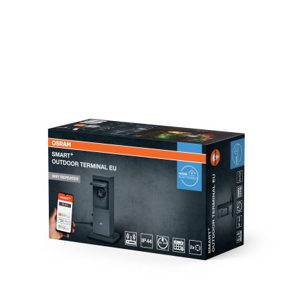 Osram - Stâlp inteligent de exterior cu 2 prize SCHUKO și repetor Wi‑Fi IP44
