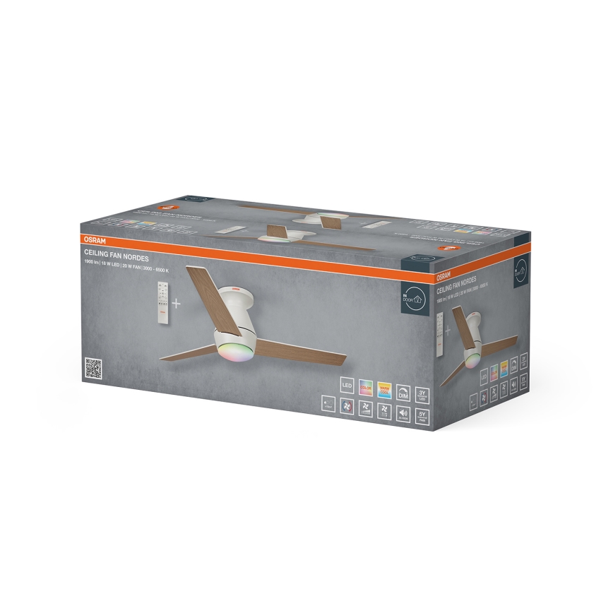 Osram - Ventilator de tavan LED RGB dimabil NORDES LED/18W/230V 3000-6500K + telecomandă