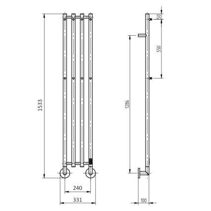 P.M.H. MO1B-R - Uscător electric pentru prosoape MONA, 93 W, 230 V, 153,3 cm, IP44, negru