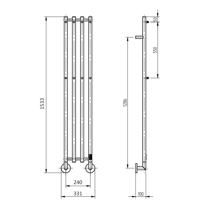 P.M.H. MO1B-R - Uscător electric pentru prosoape MONA, 93 W, 230 V, 153,3 cm, IP44, negru